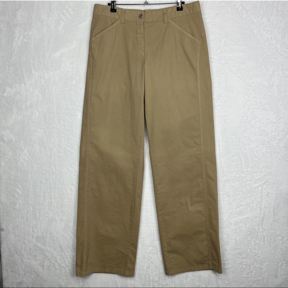 Gunex‎ for Brunello Cucinelli Khaki Wide Leg Cotton Pants NWT Womens US8 I44 F40